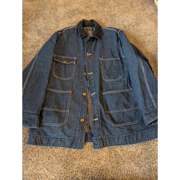 Vintage Sears WorkN Leisure Denim Barn Coat Blanket Lined Chore Jacket Blue L